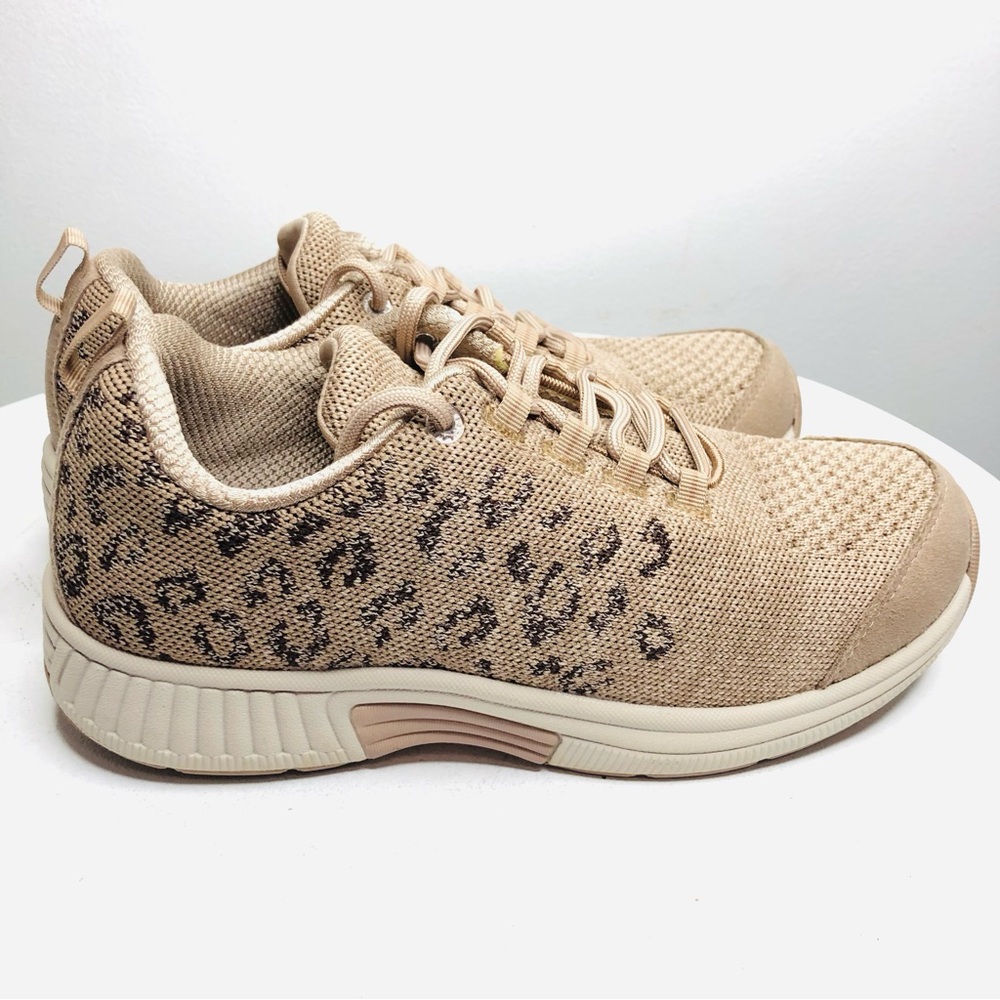 Orthofeet Coral Walking Shoe stretchable knit leopard print SZ 7.5 R1 - Picture 3 of 12